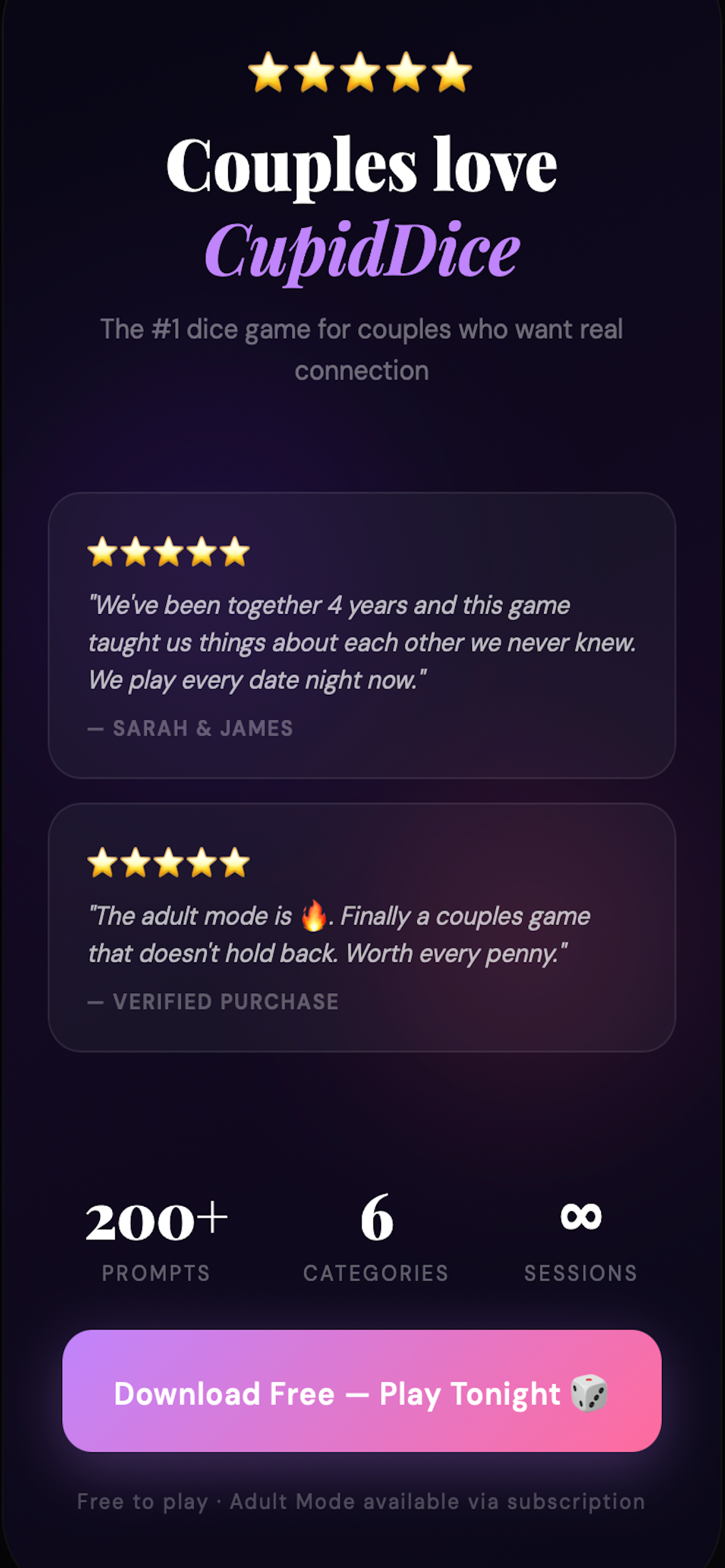 CupidDice: Couples Dice Game