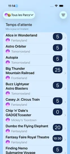 Capture d'écran de Temps: Disneyland sur iPhone 3