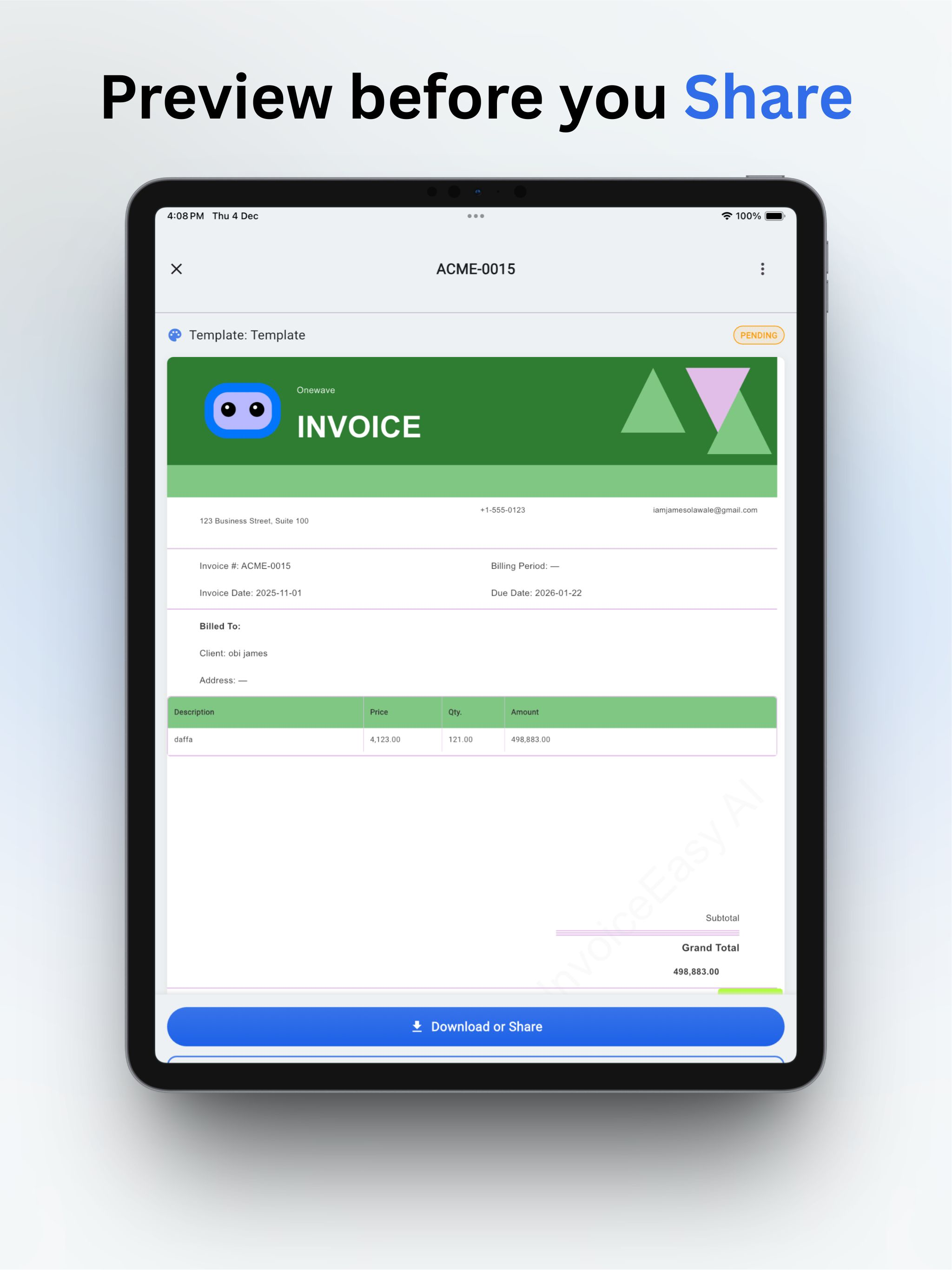 InvoiceEasy AI: Invoice Maker