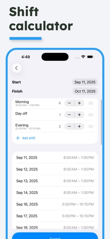 Time Calculator - Work Hours iPhone screenshot