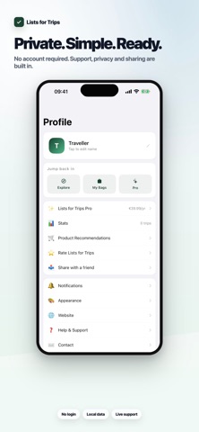 Lists for Trips screenshot