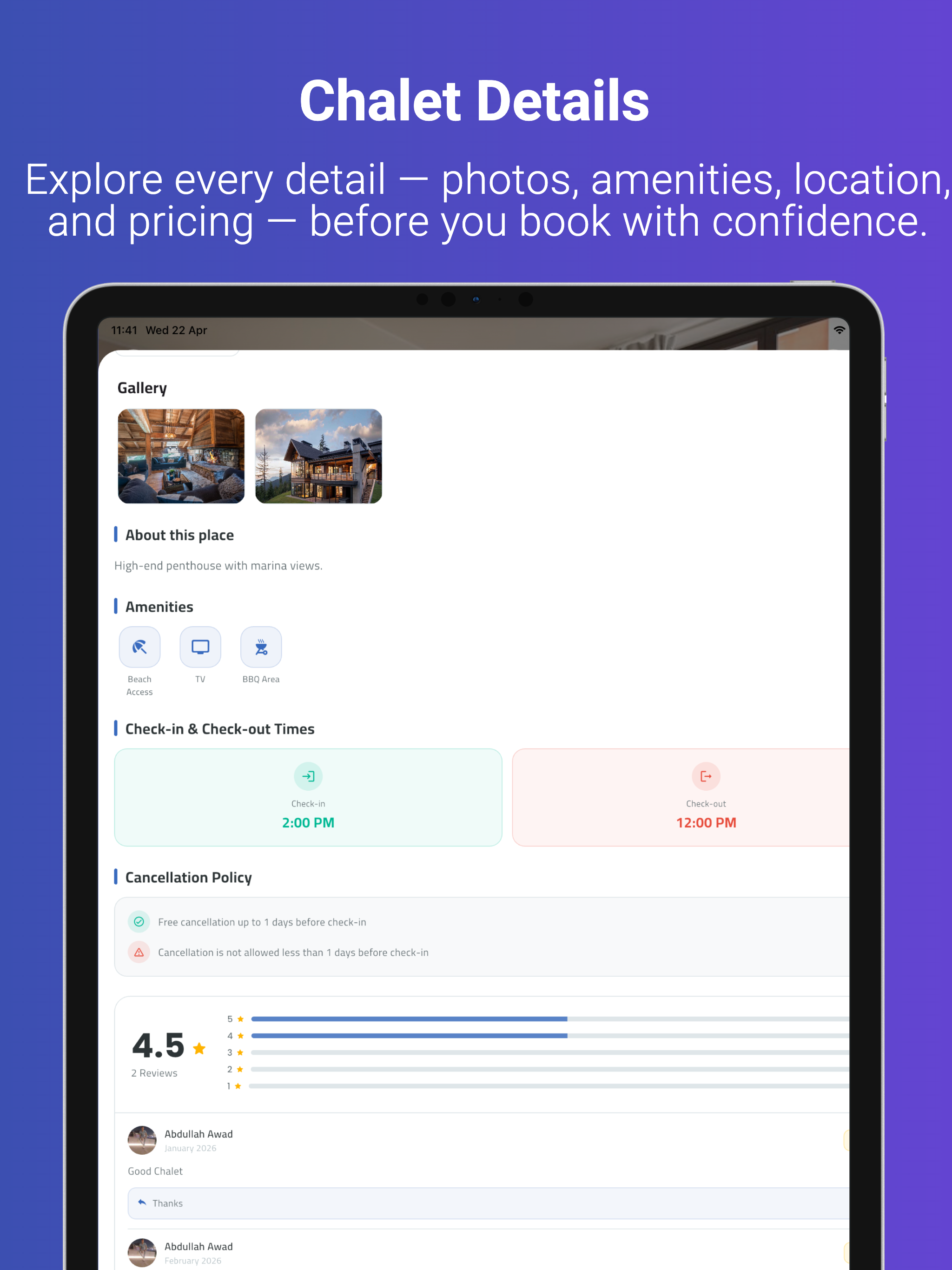 Seava: Chalet Booking