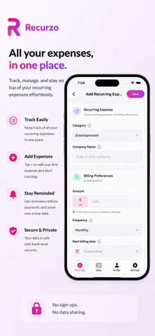 Recurzo – Subscription Tracker Screenshot 5 of 8