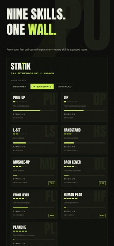 Statik – Calisthenics Coach iPhone screenshot