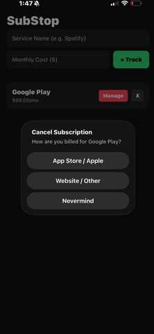 SubStop : Private Sub Tracker screenshot
