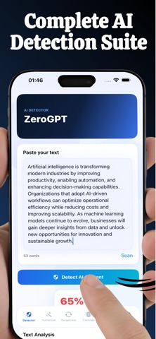 ZeroGPT AI Plagiarism Humanize iPhone screenshot