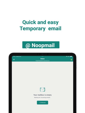Noop mail - Temporal mail iPad screenshot