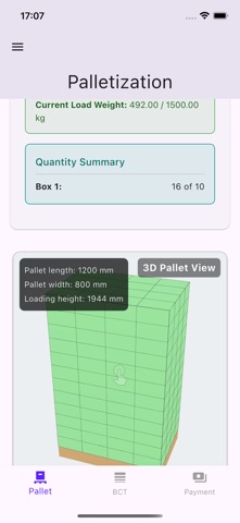 Pallet Loading Calculator app screenshot