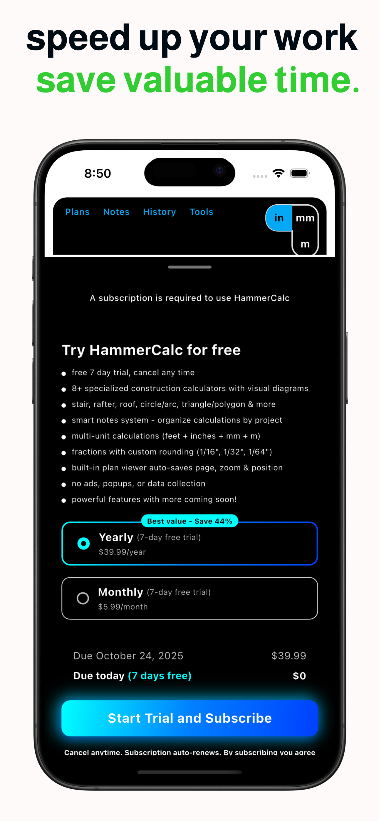 Hammer Construction Calculator screenshot 4