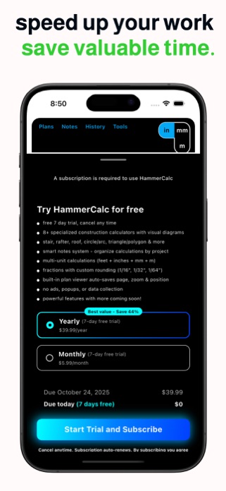 Hammer Construction Calculator Screenshot 4 of 4