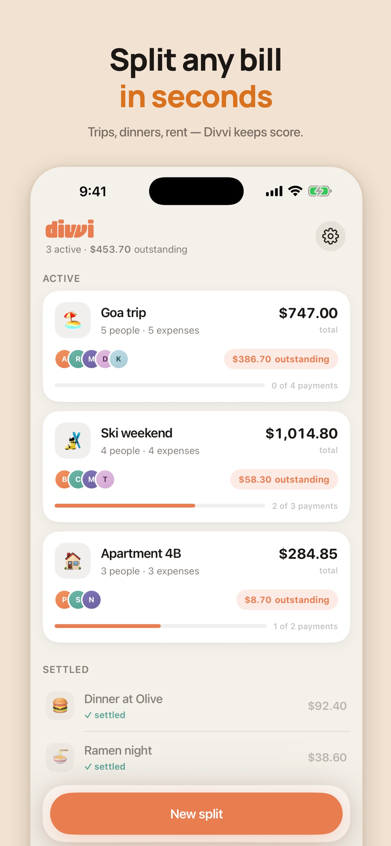 Screenshot 1 of Divvi: Quick Split