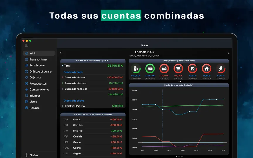 Captura de pantalla de Finanzas Personales MoneyStats en iPhone 9