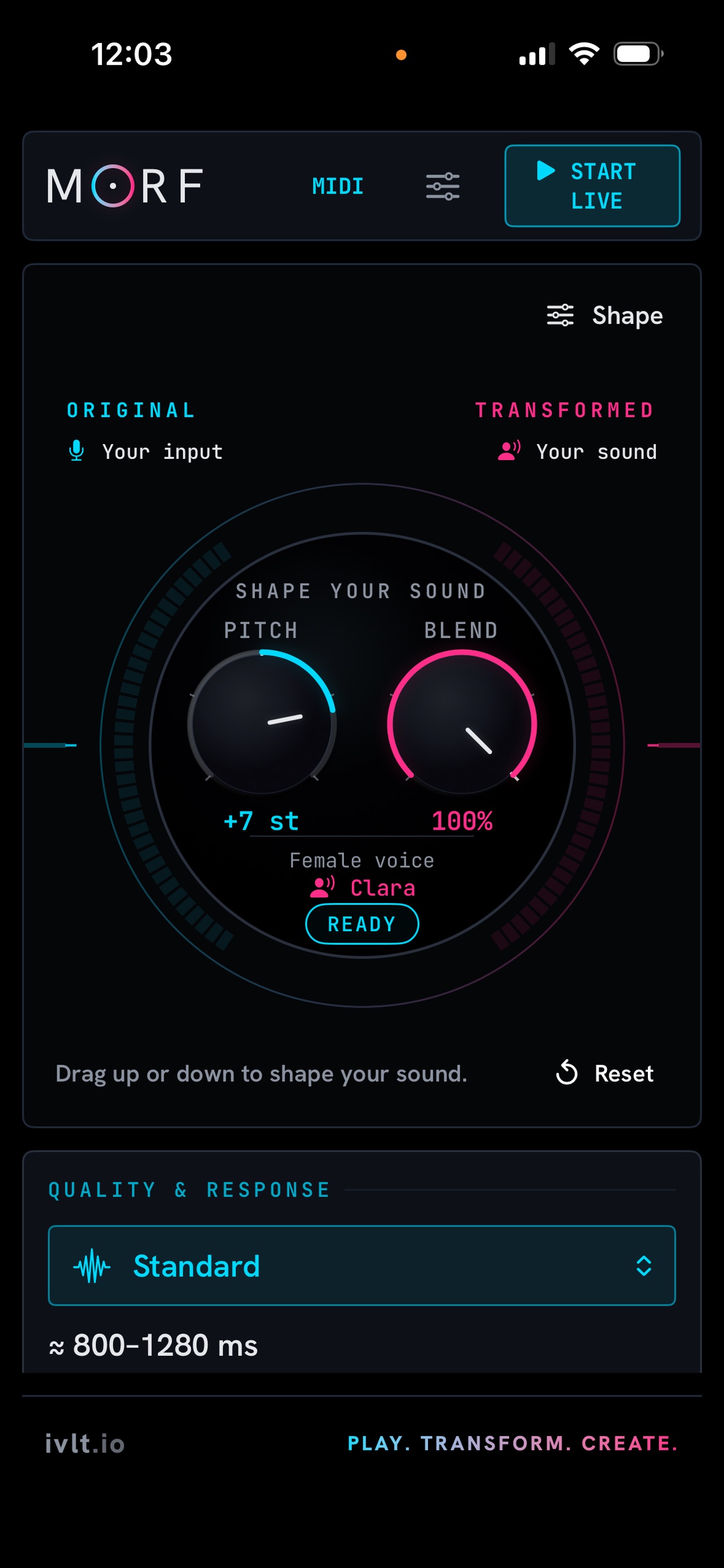 Screenshot 1 of MORF: Live Voice Morphing