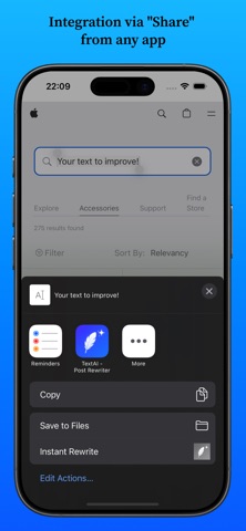 TextAI - Rewriter iPhone screenshot
