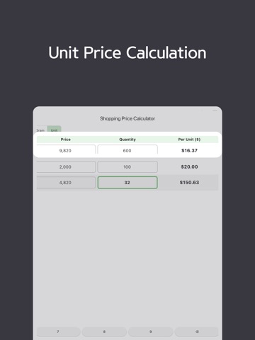 Unit Price & Grocery Compare iPad screenshot