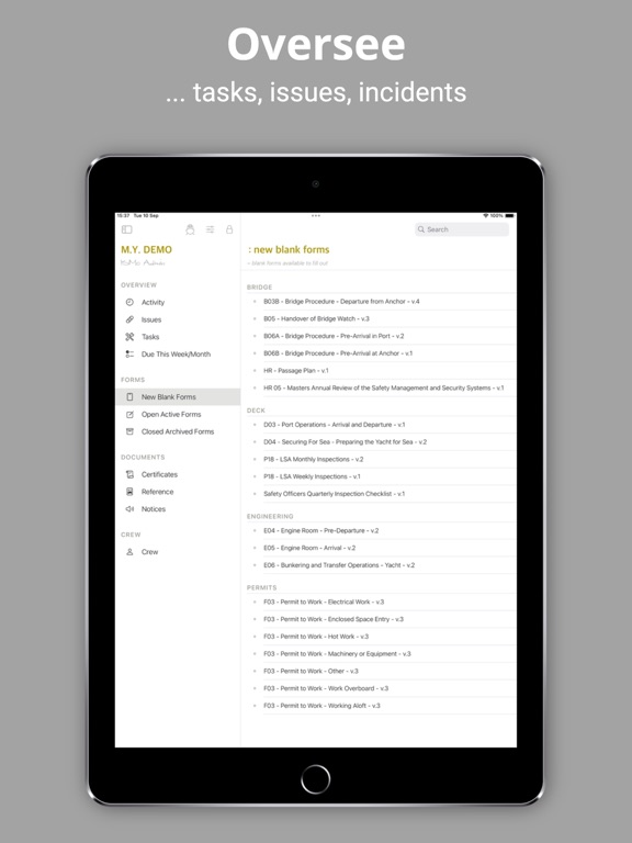 Yacht Forms iPad screenshot