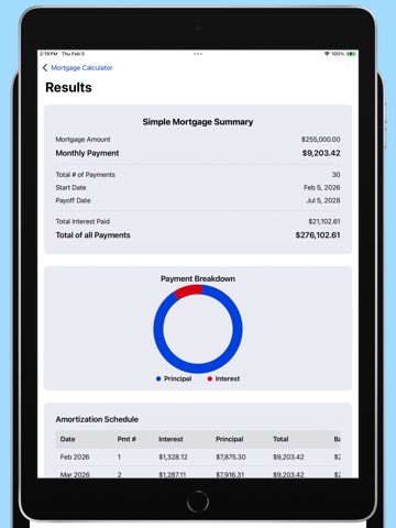 Mortgage Calculator - Advanced iPad screenshot