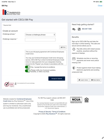 Combined Employees CU Mobile iPad screenshot