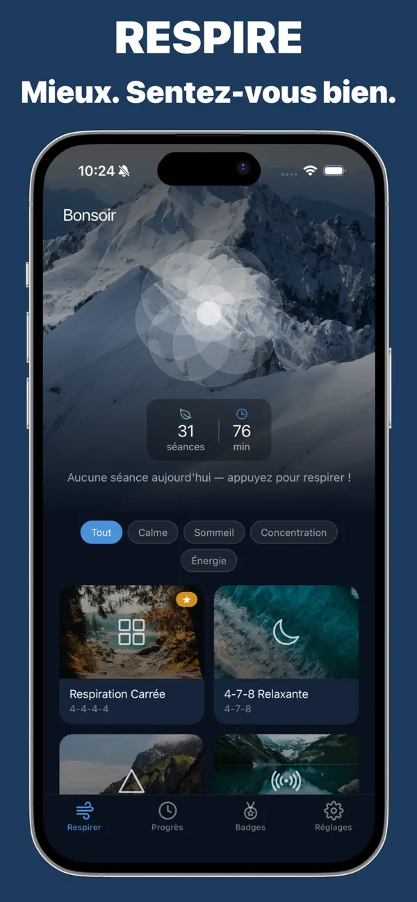 Screenshot #1 pour BreathFlow-Breathing Exercises