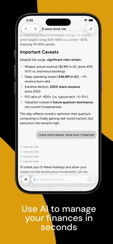 Cobalt: AI Finance & Budgeting iPhone screenshot