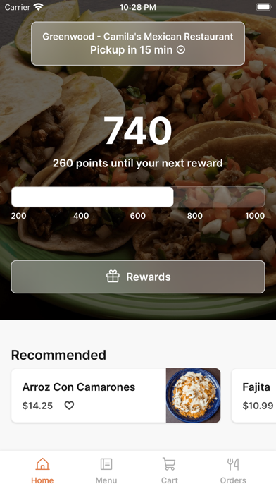 Screenshot 1 of Camilas Mexican Restaurant App