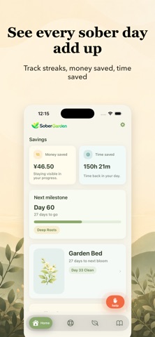 Sober Garden: Quit Tracker iPhone screenshot