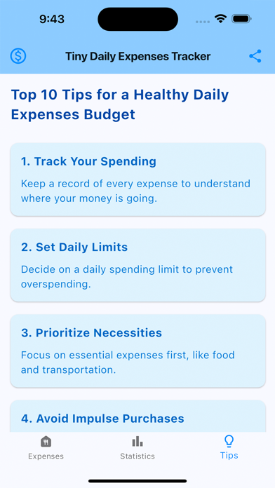 Tiny Daily Expenses Tracker Screenshot