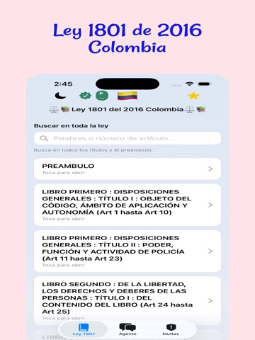 Ley 1801 del 2016 iPad screenshot