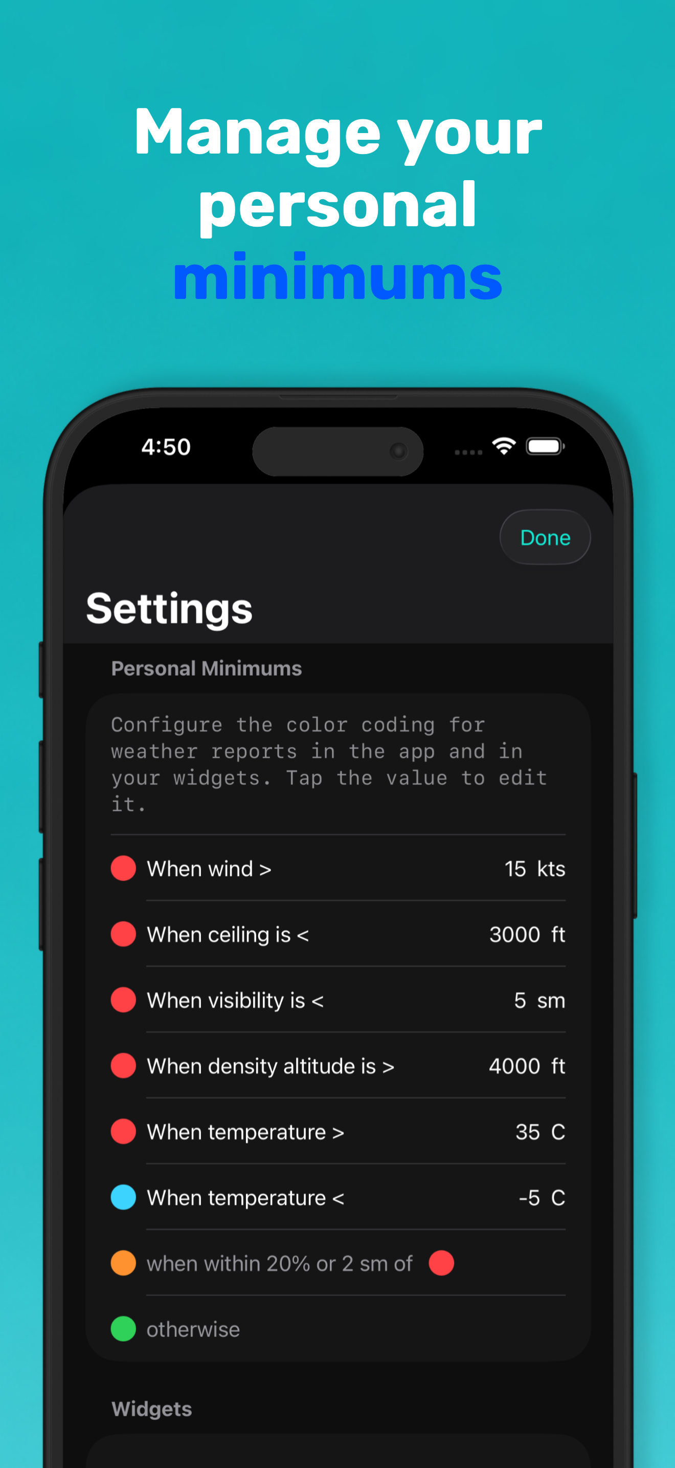 Pilot Dash: METAR TAF Widgets screenshot 3