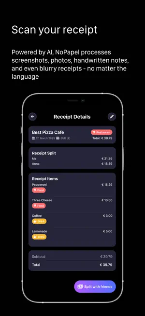 NoPapel - Receipts splitting screenshot 1