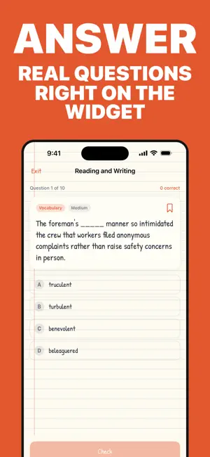 1600: SAT Prep Widgets screenshot 2
