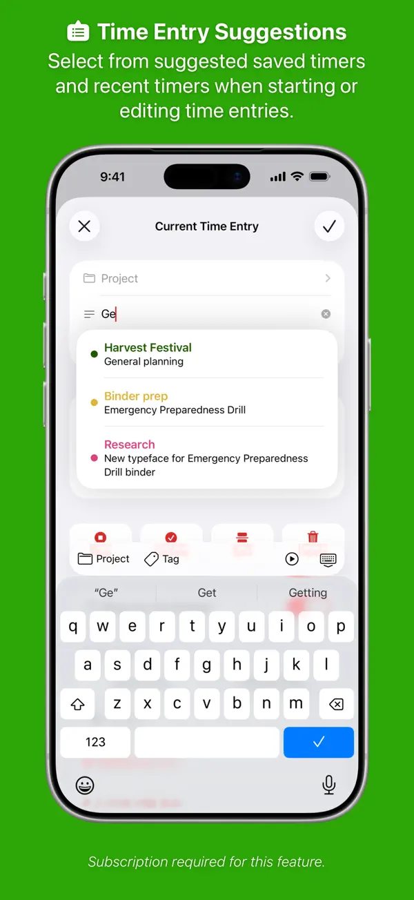 Timery for Toggl iPhone App Screenshot 4 – Produktivität