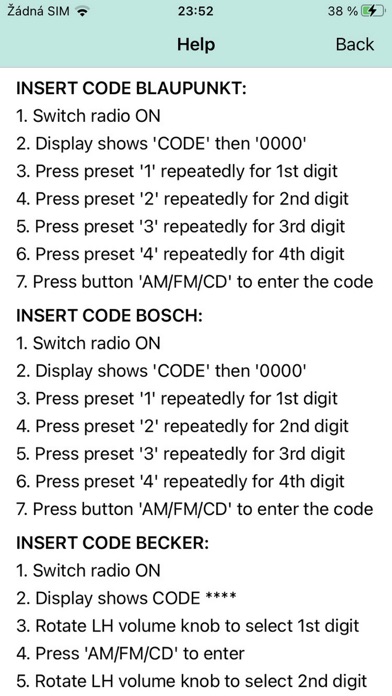 RADIO CODE for MERCEDES TRUCK Screenshot