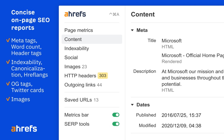 #1. Ahrefs SEO Toolbar (macOS) Podle: Ahrefs Pte. Ltd.