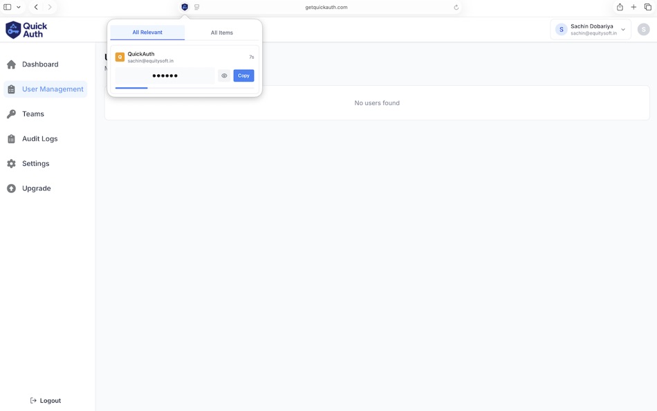 #1. QuickAuth - 2FA Code Generator (macOS) โดย: Dash Enterprise Solutions