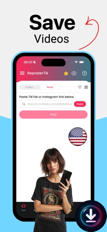 ReposterTik - Save Video iPhone screenshot