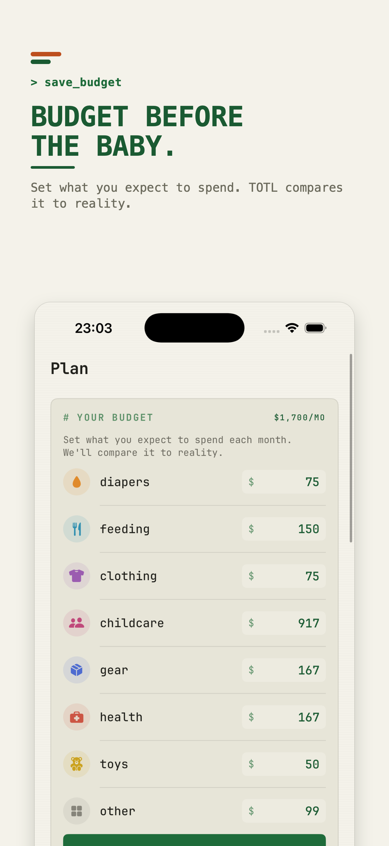 Baby Cost Budget Tracker TOTL screenshot 7