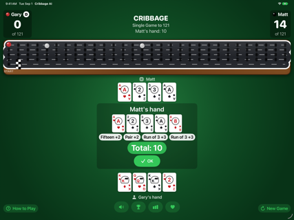 Cribbage AI: Race to 121! screenshot 2
