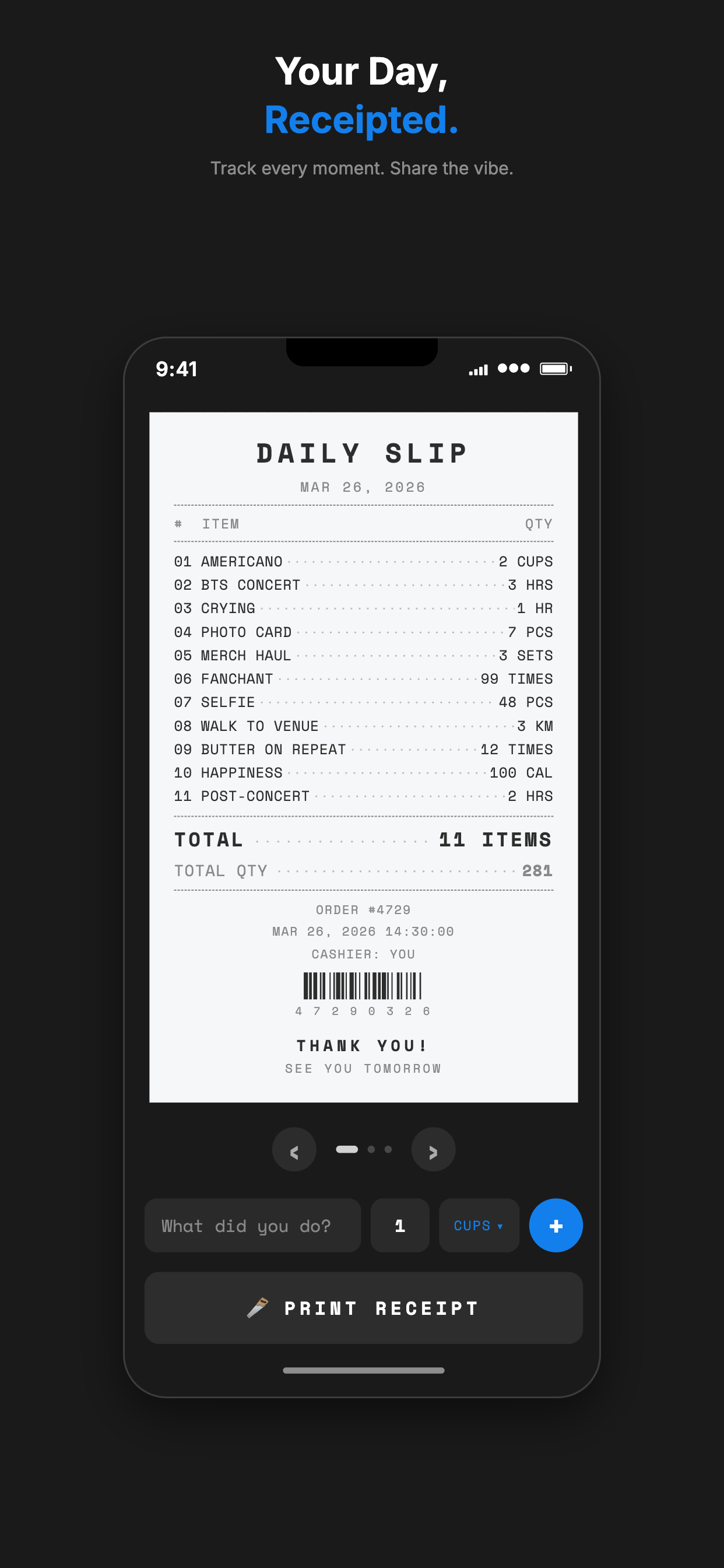 DaySlip: Daily Receipt Maker