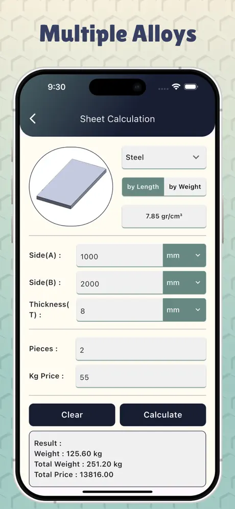Metal Weight Calculators screenshot 4