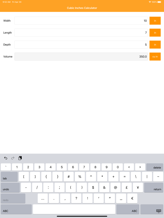 Screenshot #4 pour Cubic Inches Calculator Pro