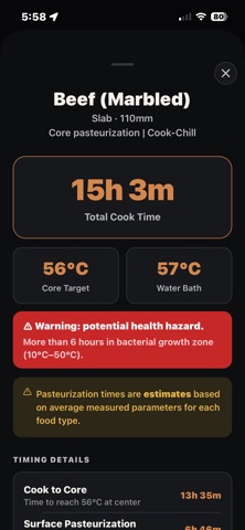 Underbelly Sous Vide Calc screenshot