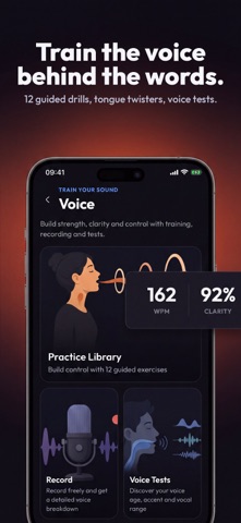 TunelyAI: Speech & Voice Coach iPhone screenshot