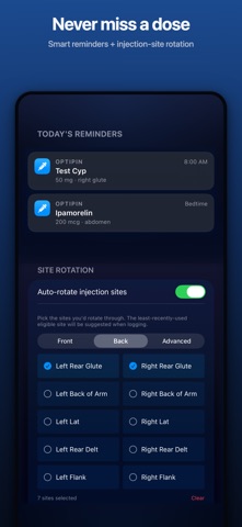 Peptide & TRT Tracker: OptiPin Screenshot 6 of 10