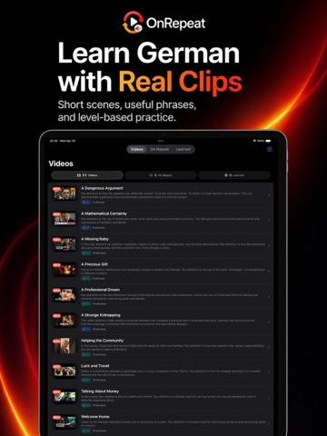OnRepeat: Watch & Speak German iPad screenshot