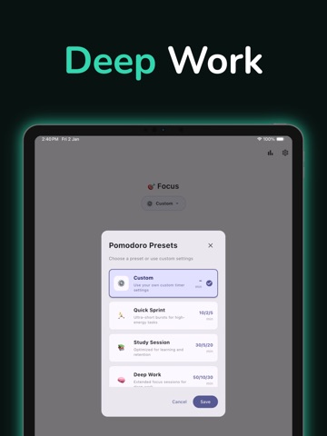 Focus Timer & Task Manager iPad screenshot