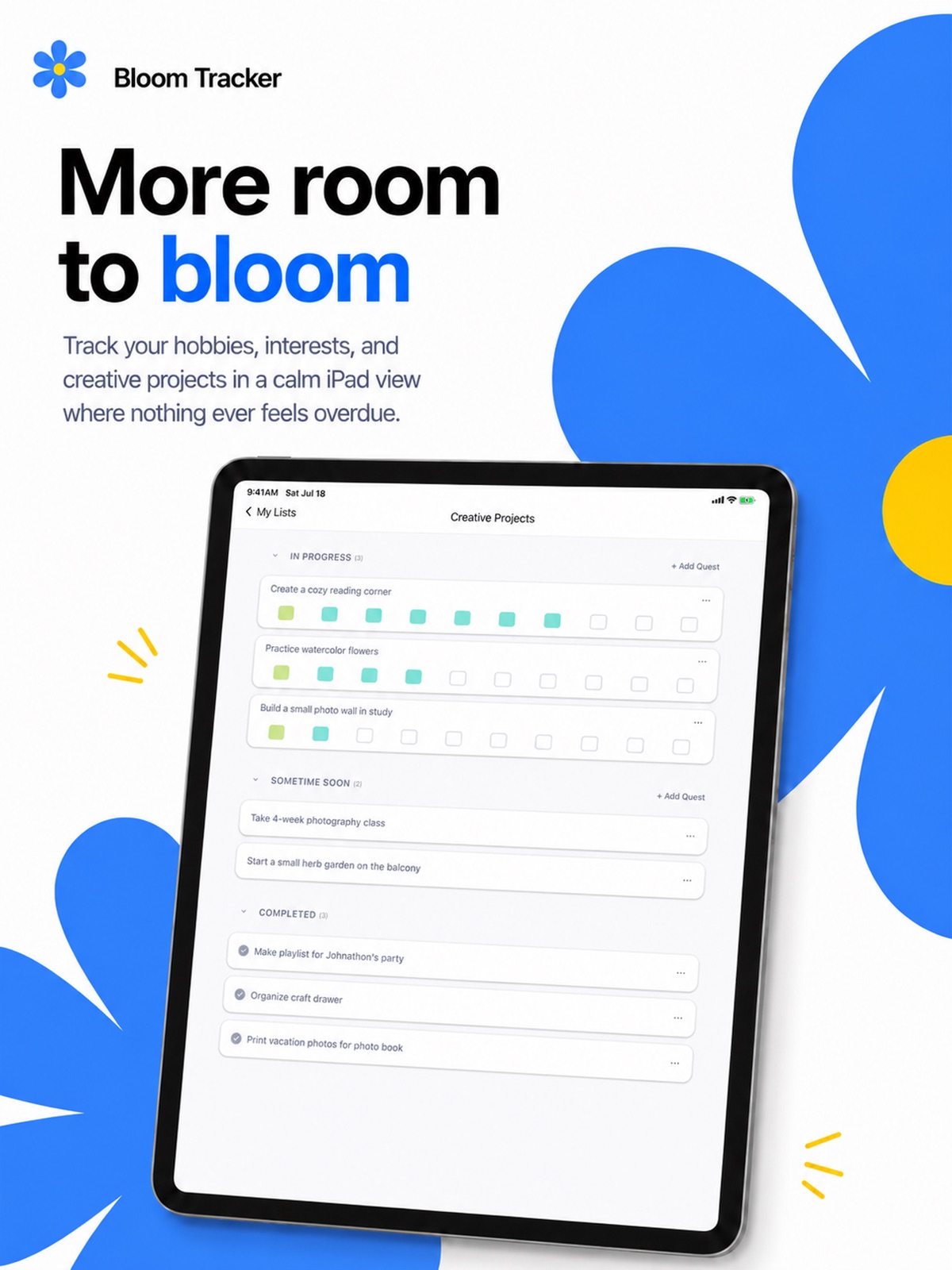 Bloom Quest Tracker ipad screenshot 1