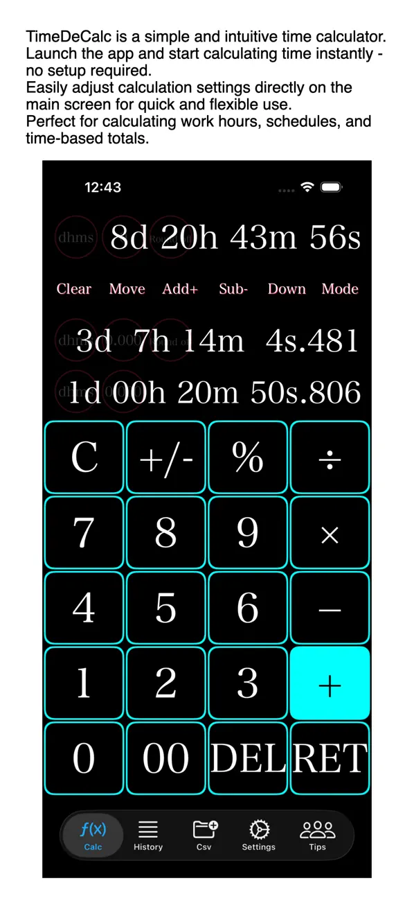 Screenshot #1 pour TimeDeCalc