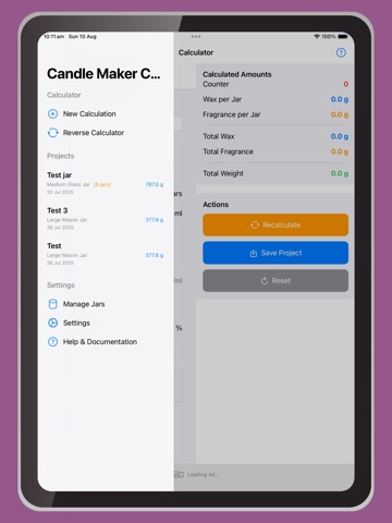 The Candle Maker Calculator iPad screenshot