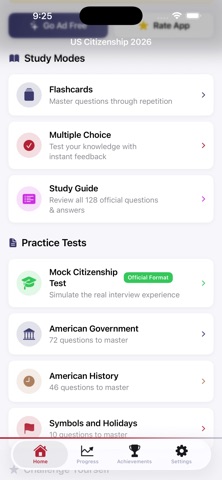 US Citizenship Test 2025: Quiz iPhone screenshot